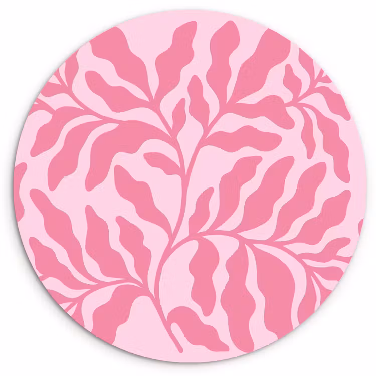 Wandcirkel - Glas - Planten - Organisch - Abstract - Modern - Roze — 1