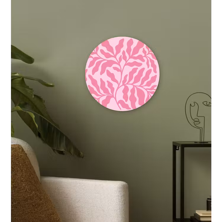 Wandcirkel - Glas - Planten - Organisch - Abstract - Modern - Roze — 3