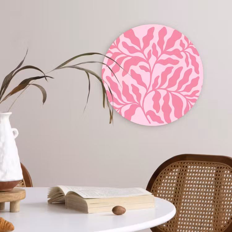 Wandcirkel - Glas - Planten - Organisch - Abstract - Modern - Roze — 4