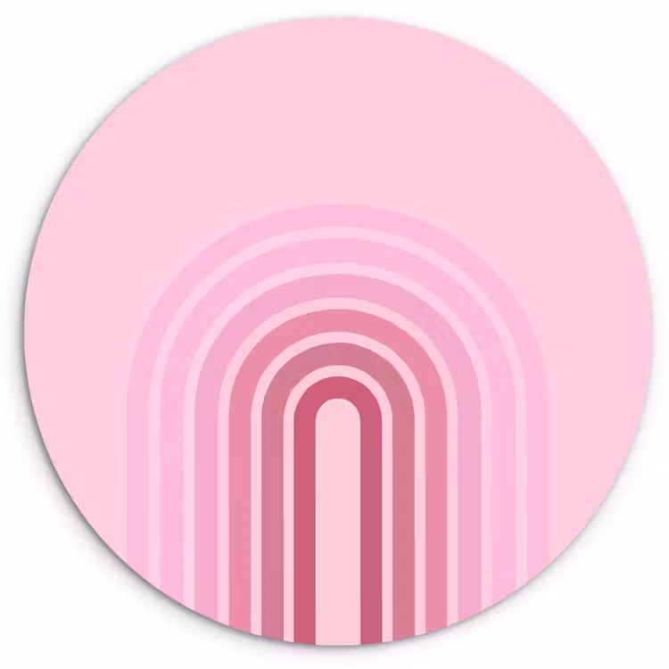 Wandcirkel - Glas - Regenboog - Roze - Abstract - Modern - Minimalistisch — 1