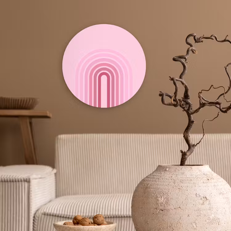 Wandcirkel - Glas - Regenboog - Roze - Abstract - Modern - Minimalistisch — 2