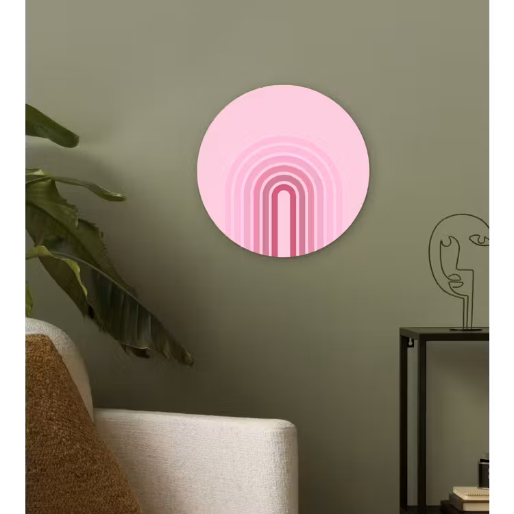Wandcirkel - Glas - Regenboog - Roze - Abstract - Modern - Minimalistisch — 3