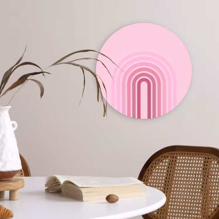 Wandcirkel - Glas - Regenboog - Roze - Abstract - Modern - Minimalistisch — 4