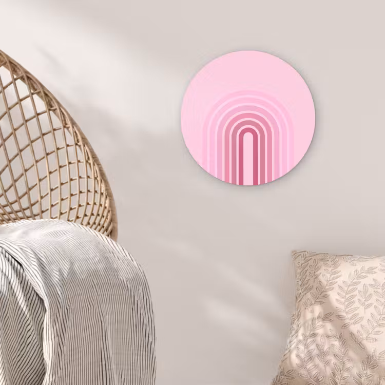 Wandcirkel - Glas - Regenboog - Roze - Abstract - Modern - Minimalistisch — 5