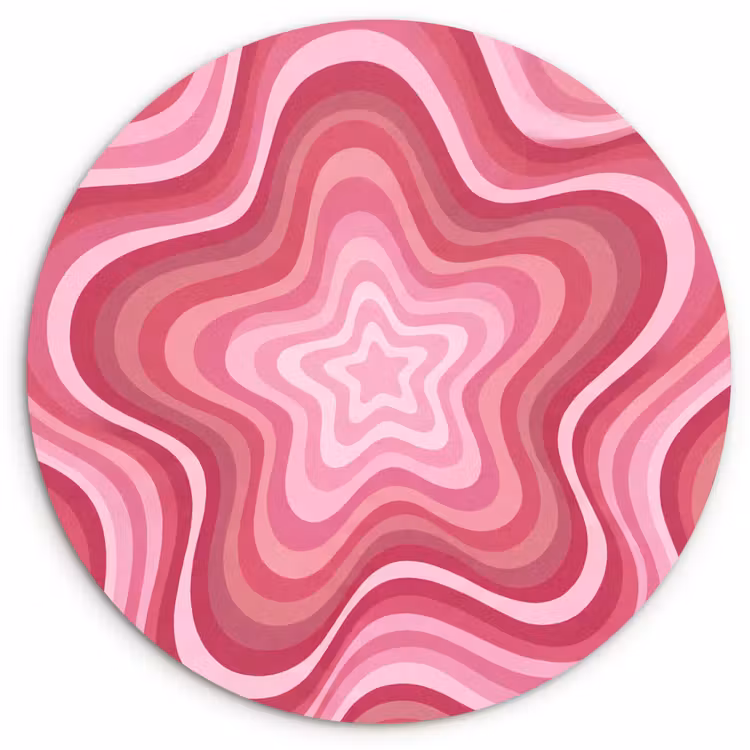 Wandcirkel - Glas - Ster - Golvend - Abstract - Roze — 1