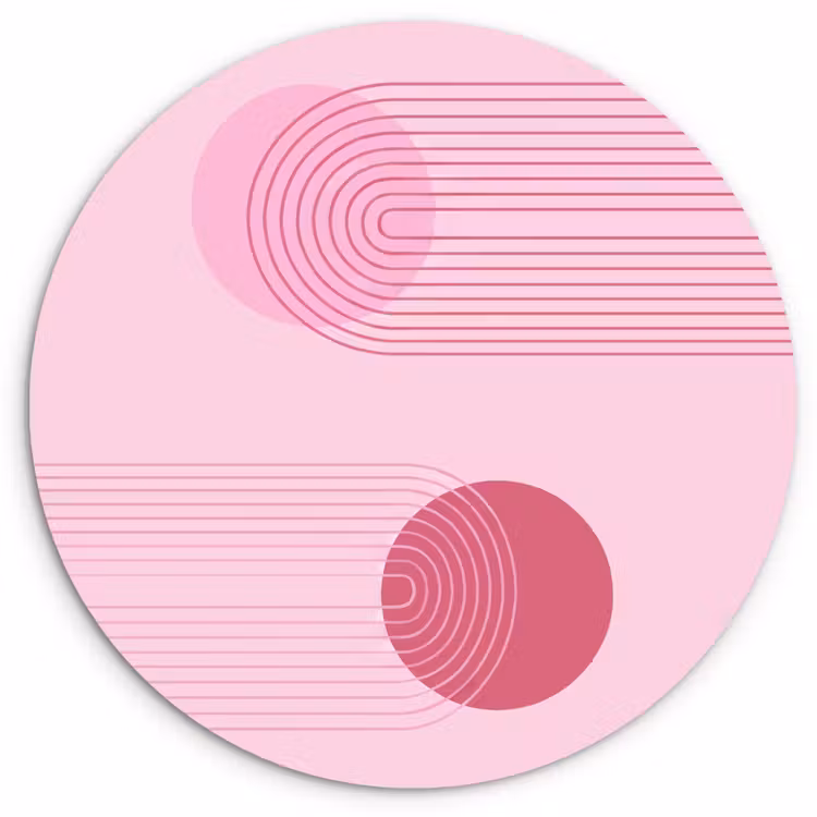 Wandcirkel - Glas - Vormen - Lijnen - Minimalistisch - Roze — 1