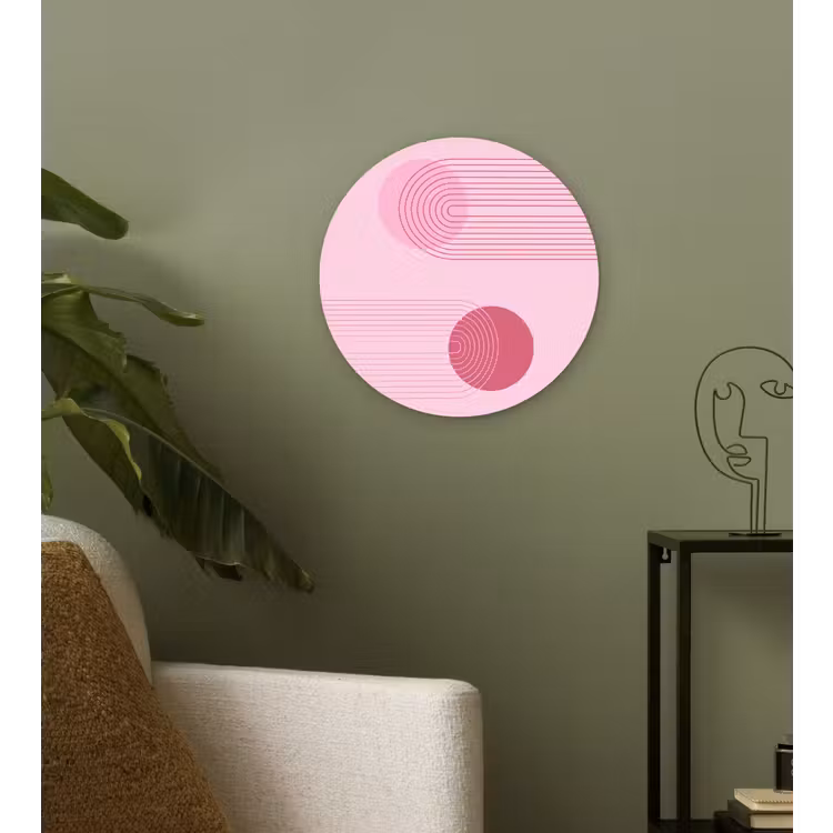 Wandcirkel - Glas - Vormen - Lijnen - Minimalistisch - Roze — 3