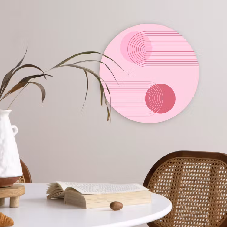 Wandcirkel - Glas - Vormen - Lijnen - Minimalistisch - Roze — 4