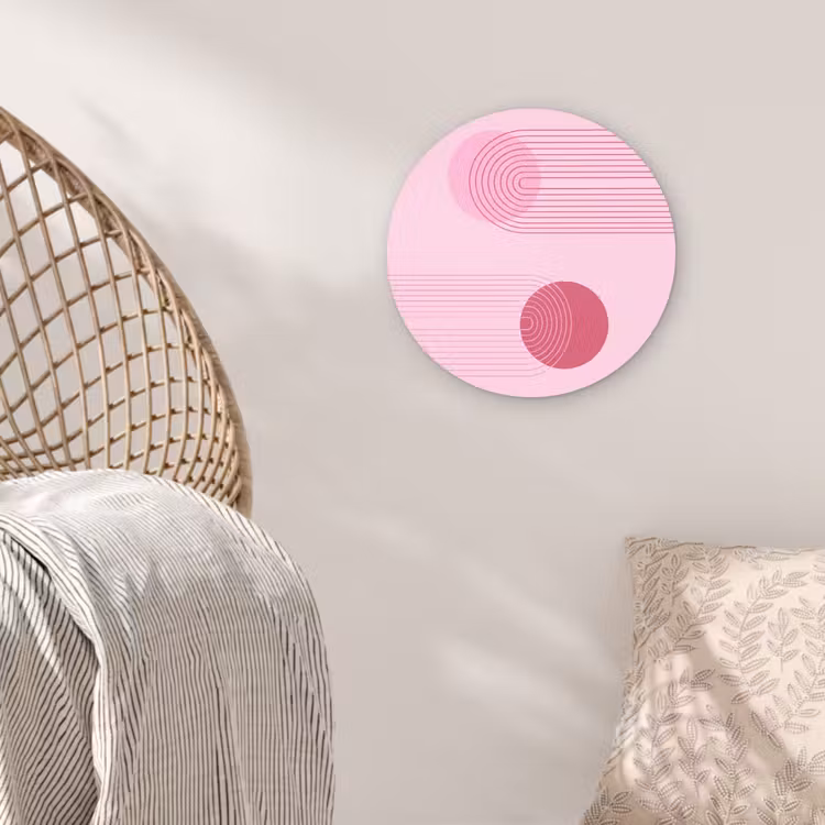 Wandcirkel - Glas - Vormen - Lijnen - Minimalistisch - Roze — 5