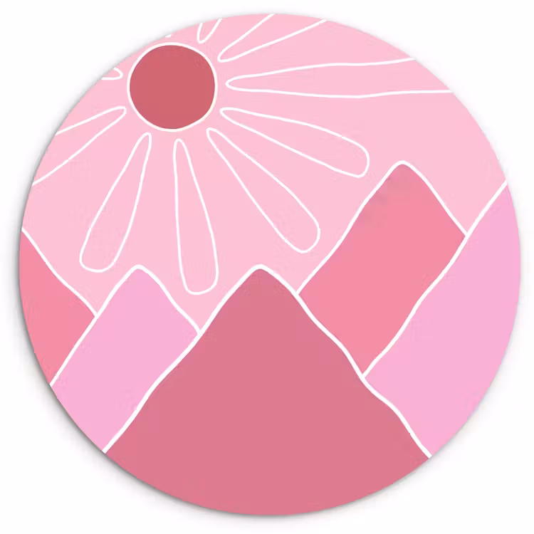 Wandcirkel - Glas - Zon - Bergen - Natuur - Abstract - Roze — 1