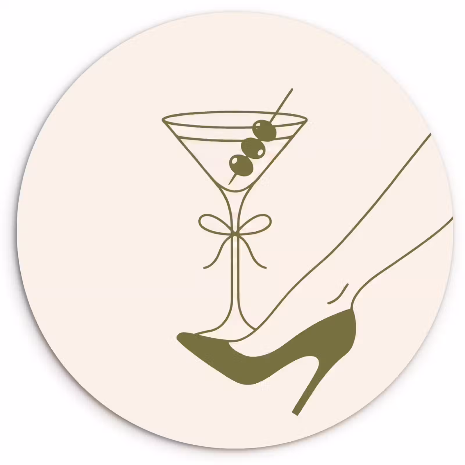 Wandcirkel - Glas - Drank - Martini - Hoge hak - Mode - Groen — 1