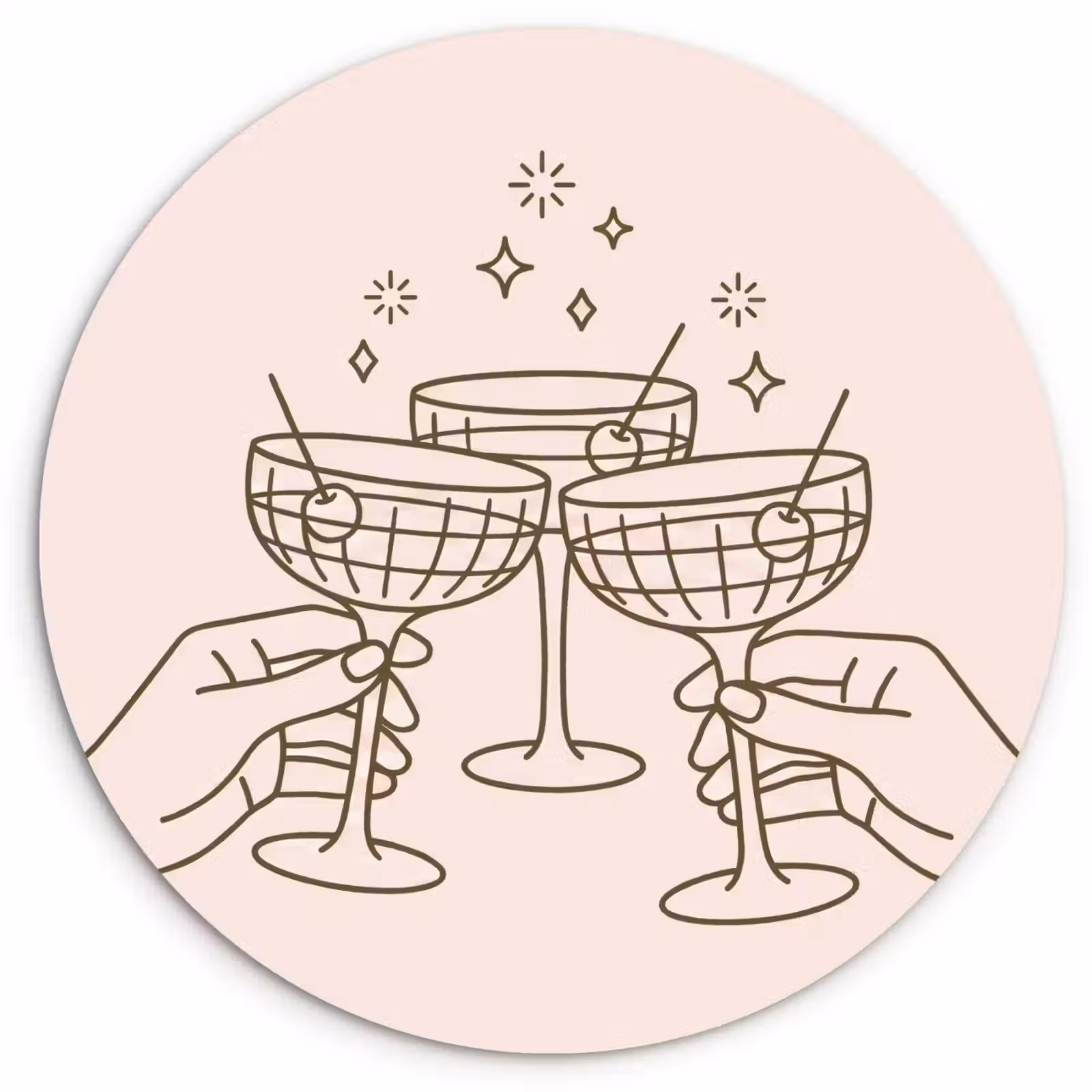Wandcirkel - Glas - Drankjes - Feest - Proosten - Minimalistisch - Groen — 1