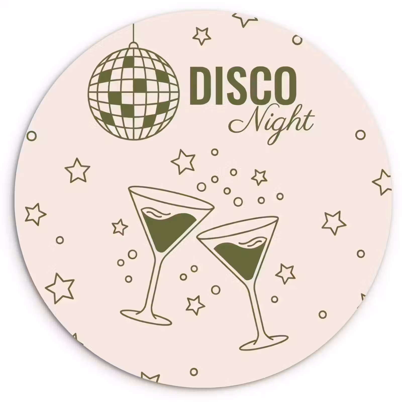 Wandcirkel - Glas - Feest - Disco - Drank - Illustratie - Groen — 1