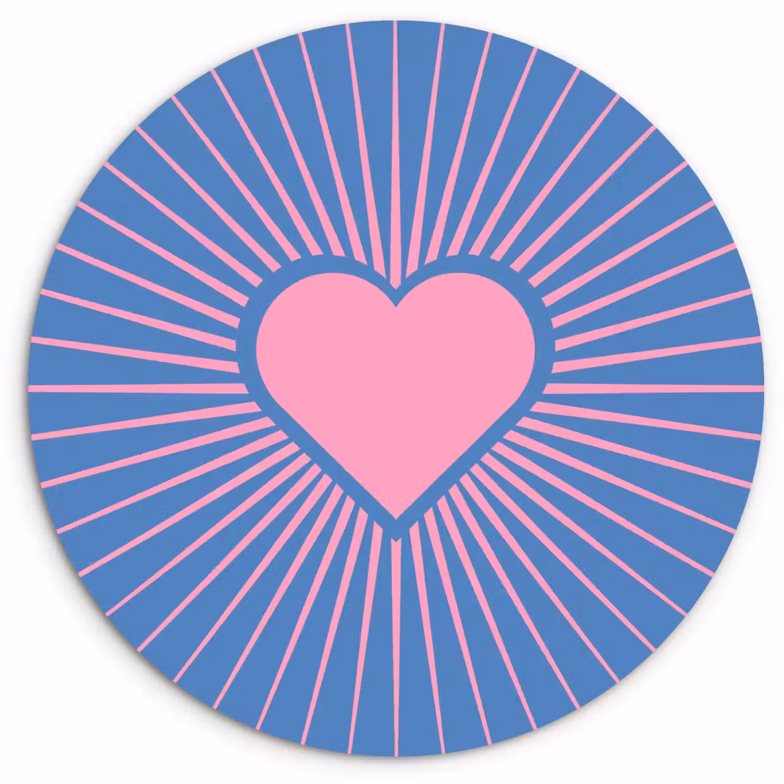 Wandcirkel - Glas - Hart - Stralen - Liefde - Modern - Roze — 1