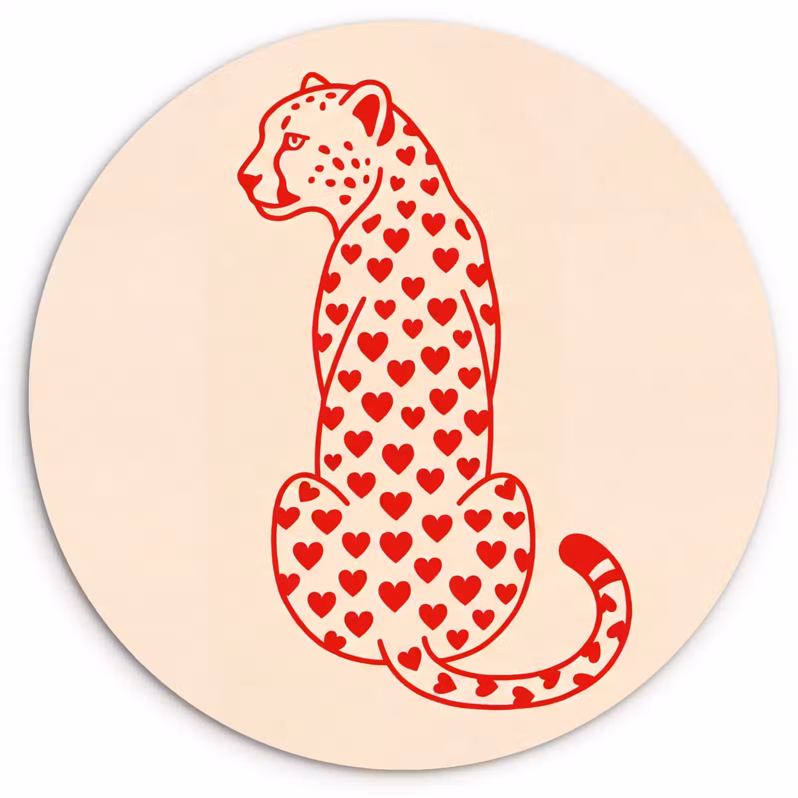 Wandcirkel - Glas - Kat - Harten - Dieren - Modern - Rood — 1