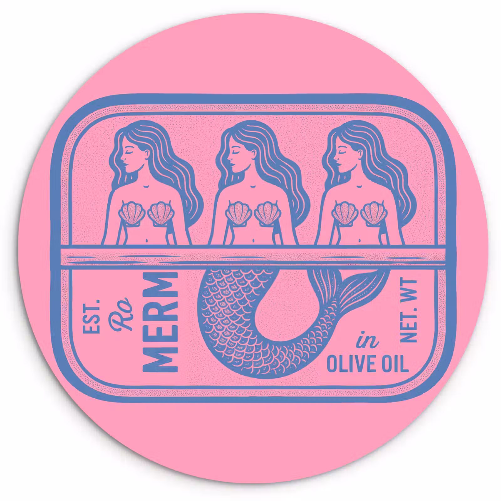 Wandcirkel - Glas - Meermin - Sardineblik - Illustratie - Roze - Retro — 1