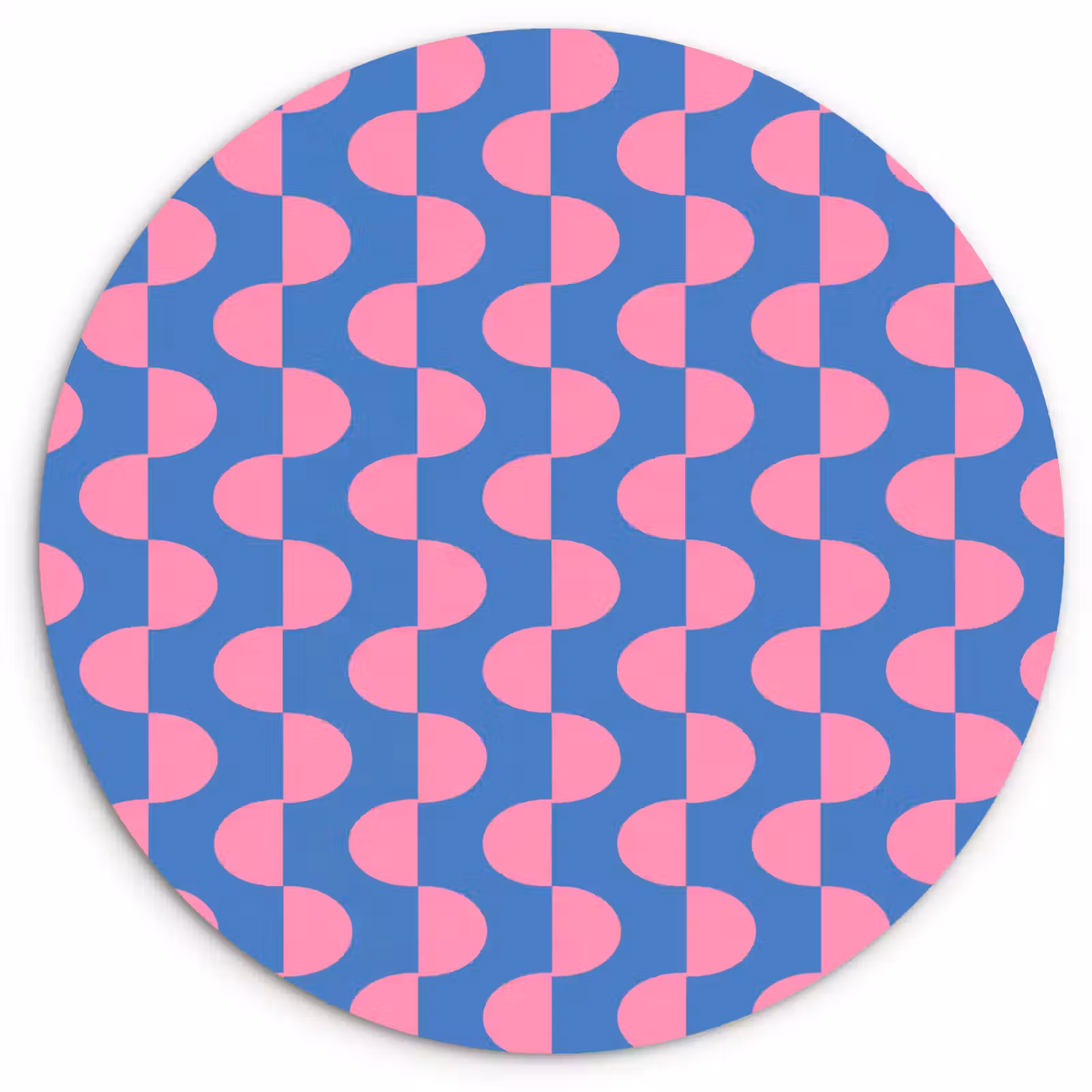 Wandcirkel - Glas - Patroon - Halve cirkels - Abstract - Modern - Roze - Blauw — 1