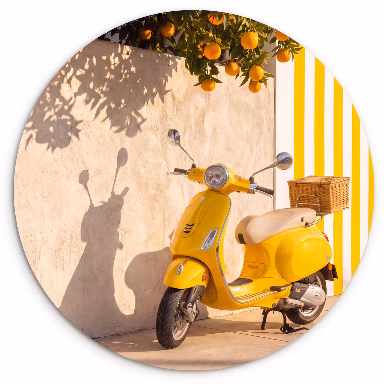 Wandcirkel - Glas - Scooter - Natuur - Zomer - Geel - Mediterraan — 1