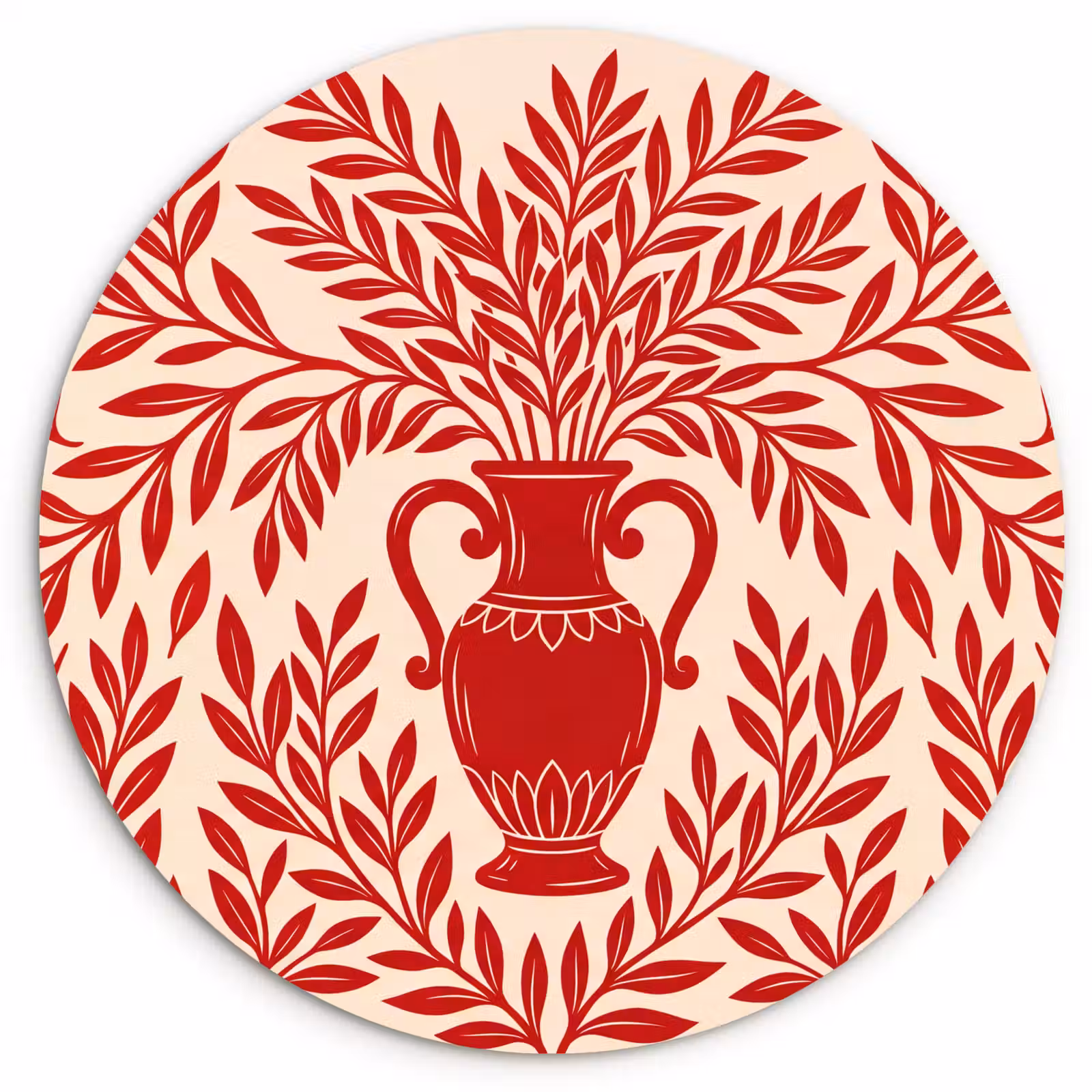 Wandcirkel - Glas - Vaas - Planten - Decoratie - Abstract - Rood — 1