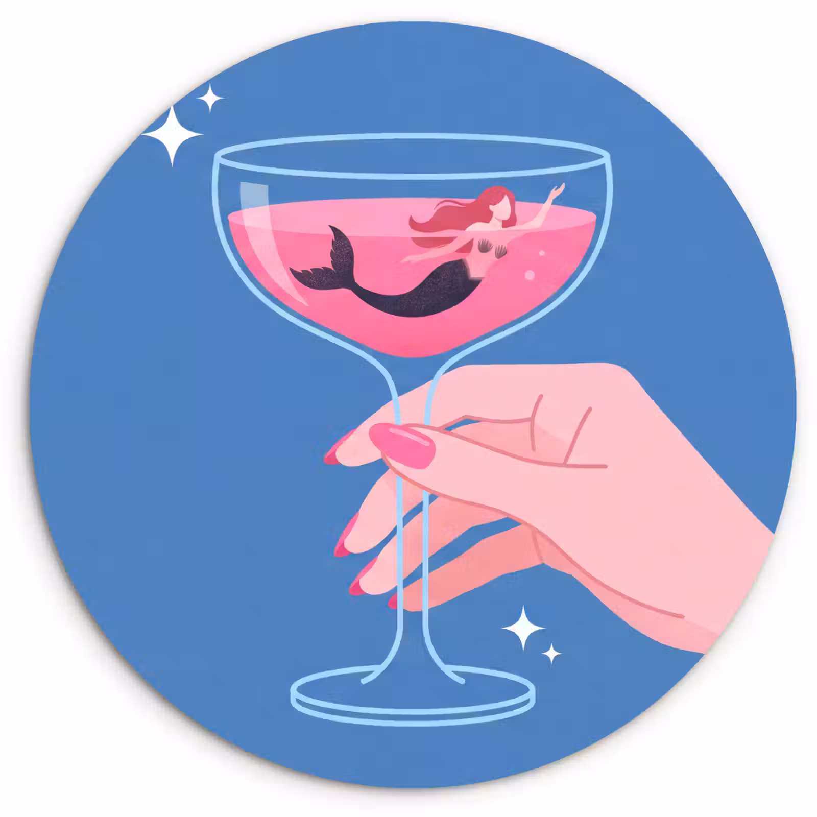 Wandcirkel - Glas - Vrouw - Glas - Abstract - Roze - Blauw — 1