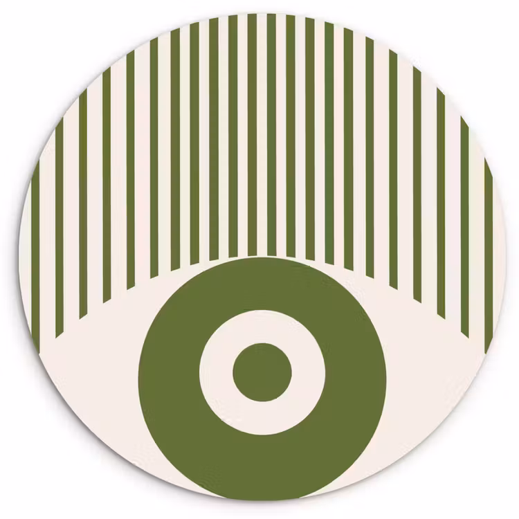 Wandcirkel - Glas - Abstract - Oog - Strepen - Modern - Groen — 1