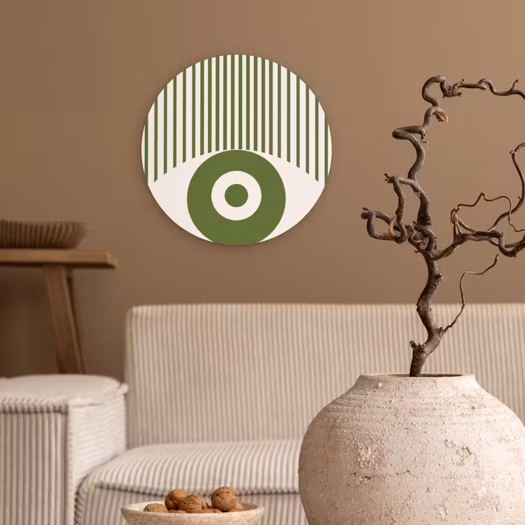 Wandcirkel - Glas - Abstract - Oog - Strepen - Modern - Groen — 2