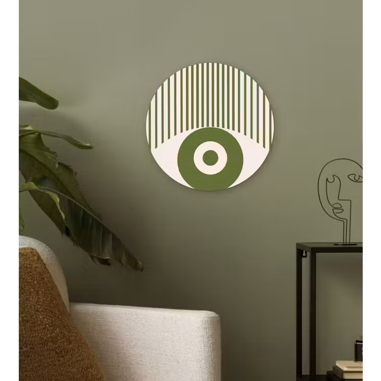 Wandcirkel - Glas - Abstract - Oog - Strepen - Modern - Groen — 3