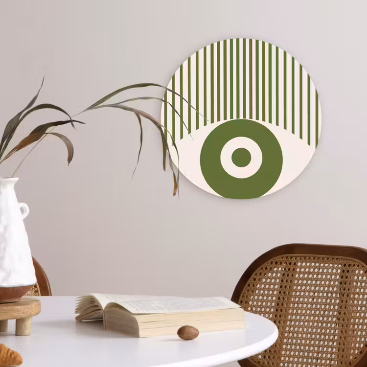 Wandcirkel - Glas - Abstract - Oog - Strepen - Modern - Groen — 4