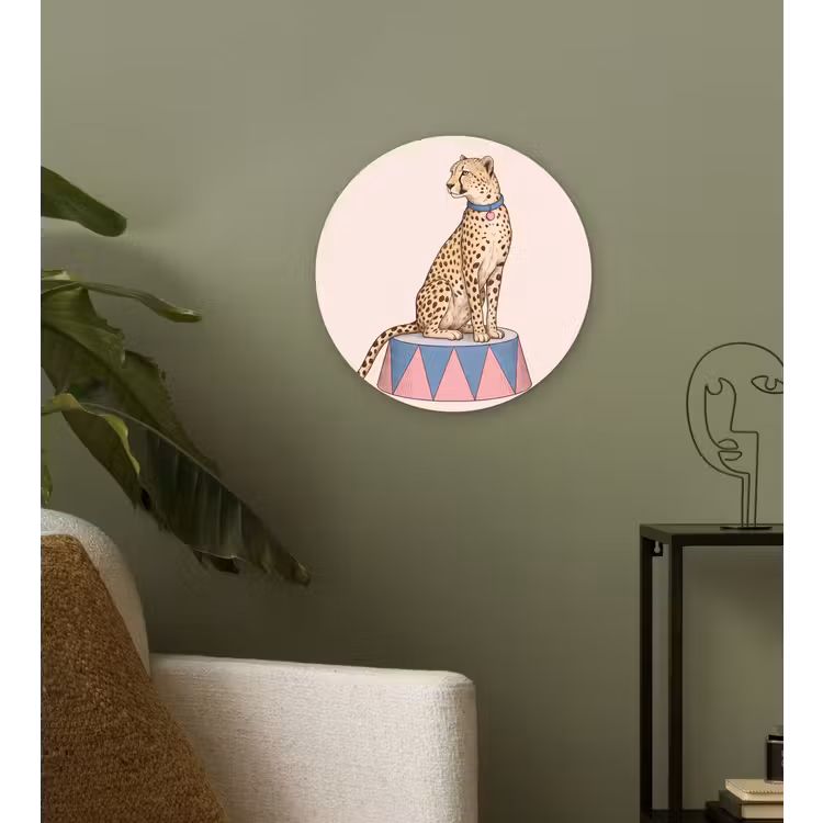Wandcirkel - Glas - Dieren - Circus - Illustratie - Vintage - Roze — 3