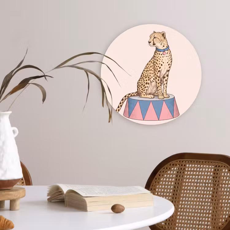 Wandcirkel - Glas - Dieren - Circus - Illustratie - Vintage - Roze — 4