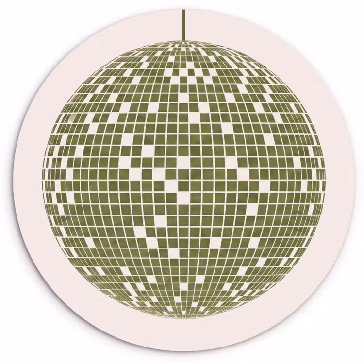 Wandcirkel - Glas - Disco - Bal - Groen - Abstract - Modern — 1