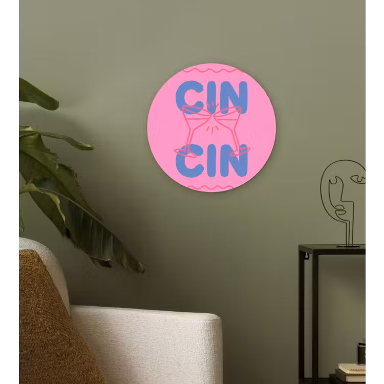 Wandcirkel - Glas - Drank - Glazen - Proost - Modern - Roze — 3