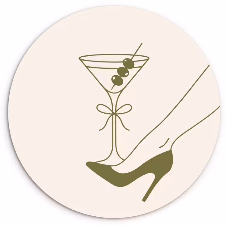 Wandcirkel - Glas - Drank - Martini - Hoge hak - Mode - Groen — 1