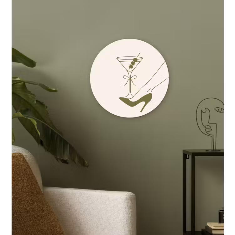 Wandcirkel - Glas - Drank - Martini - Hoge hak - Mode - Groen — 3