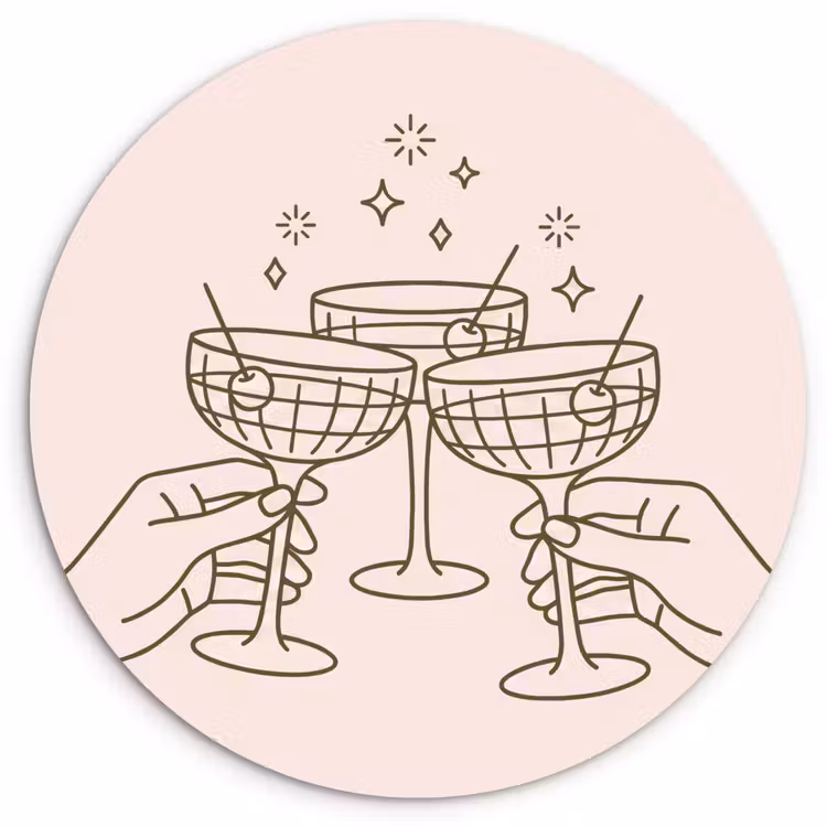 Wandcirkel - Glas - Drankjes - Feest - Proosten - Minimalistisch - Groen — 1