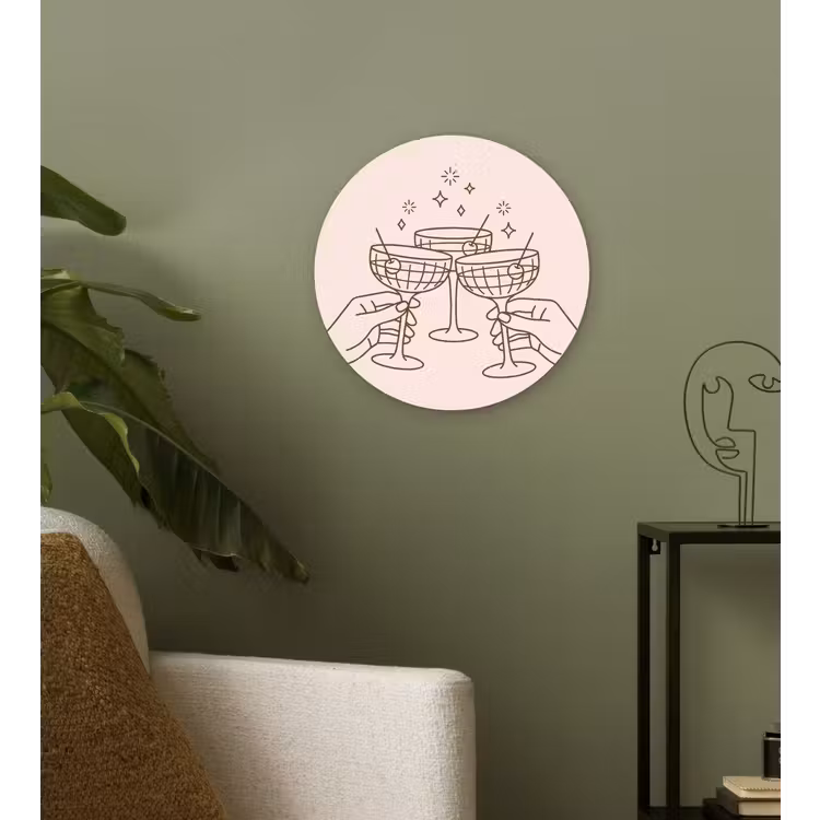 Wandcirkel - Glas - Drankjes - Feest - Proosten - Minimalistisch - Groen — 3