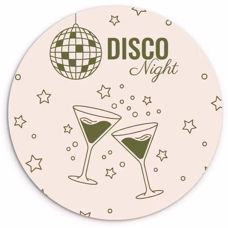 Wandcirkel - Glas - Feest - Disco - Drank - Illustratie - Groen — 1