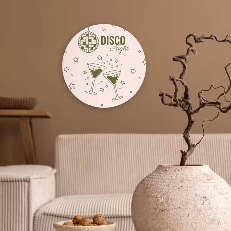 Wandcirkel - Glas - Feest - Disco - Drank - Illustratie - Groen — 2