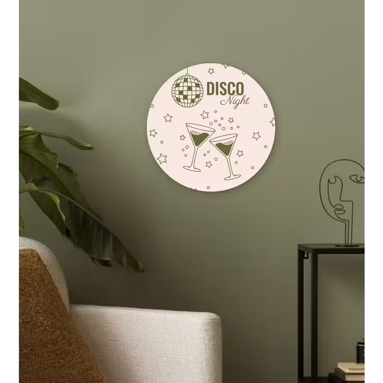 Wandcirkel - Glas - Feest - Disco - Drank - Illustratie - Groen — 3