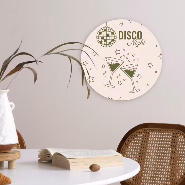Wandcirkel - Glas - Feest - Disco - Drank - Illustratie - Groen — 4
