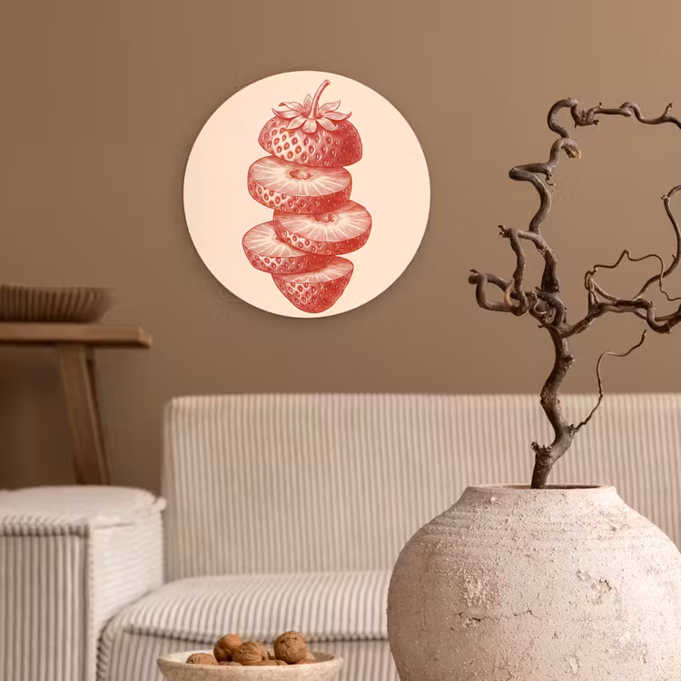 Wandcirkel - Glas - Fruit - Gesneden - Illustratie - Rood - Vintage — 2