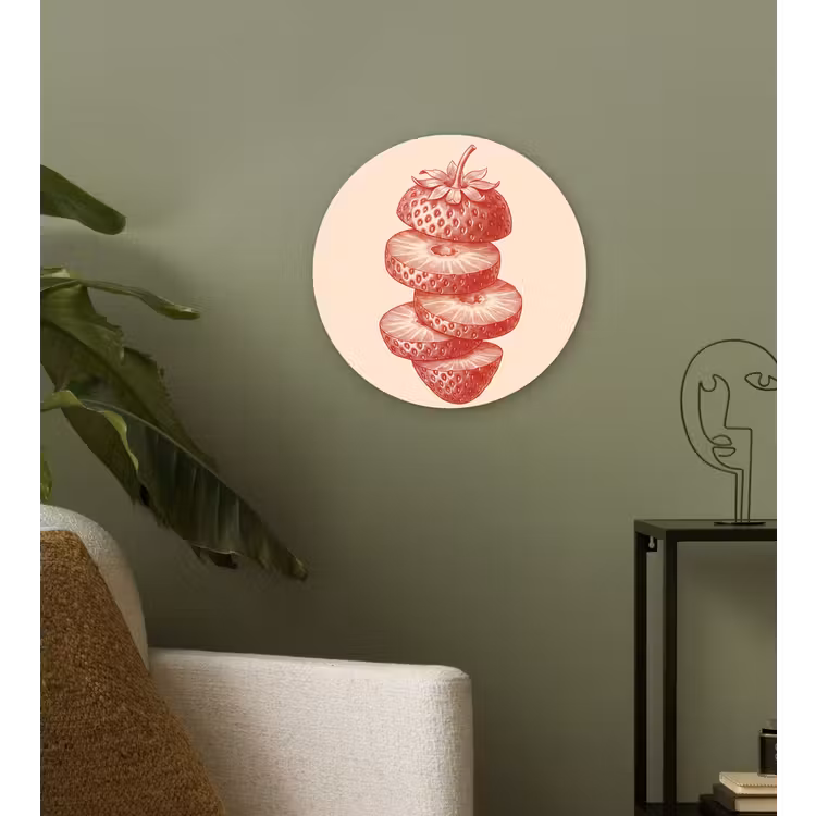 Wandcirkel - Glas - Fruit - Gesneden - Illustratie - Rood - Vintage — 3