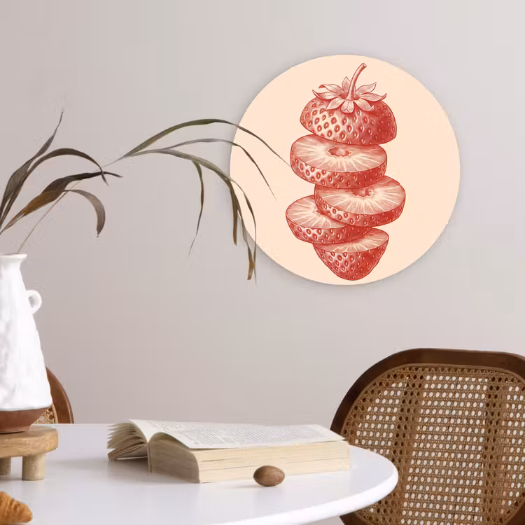 Wandcirkel - Glas - Fruit - Gesneden - Illustratie - Rood - Vintage — 4