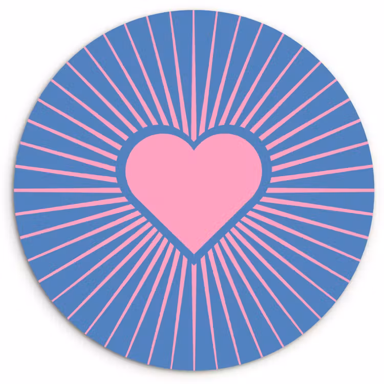 Wandcirkel - Glas - Hart - Stralen - Liefde - Modern - Roze — 1
