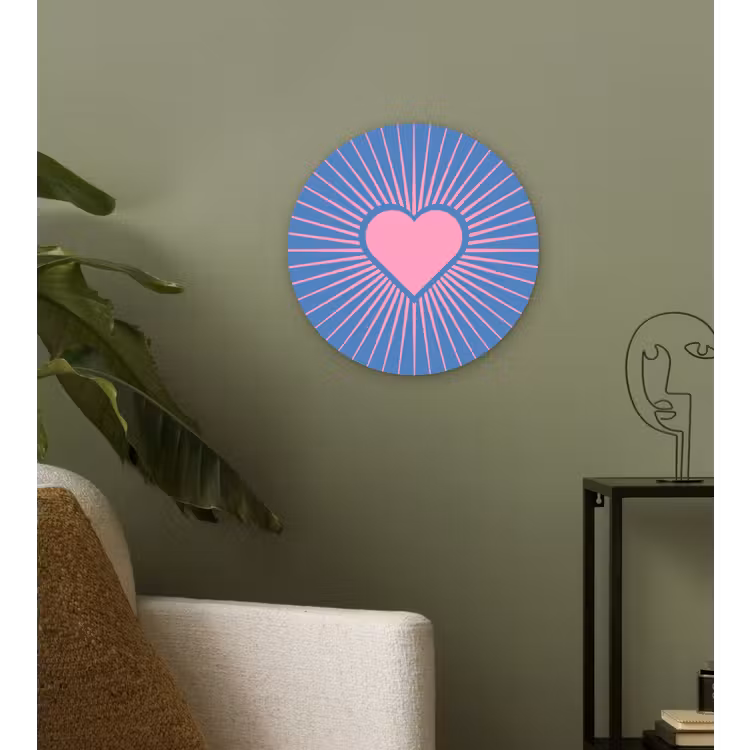 Wandcirkel - Glas - Hart - Stralen - Liefde - Modern - Roze — 3