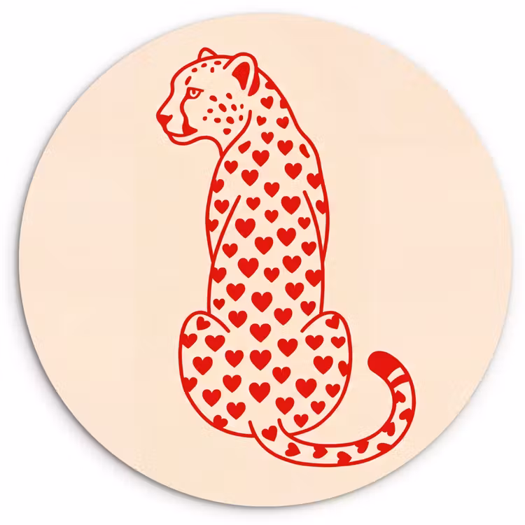 Wandcirkel - Glas - Kat - Harten - Dieren - Modern - Rood — 1