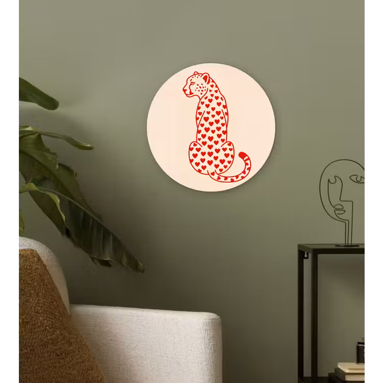 Wandcirkel - Glas - Kat - Harten - Dieren - Modern - Rood — 3