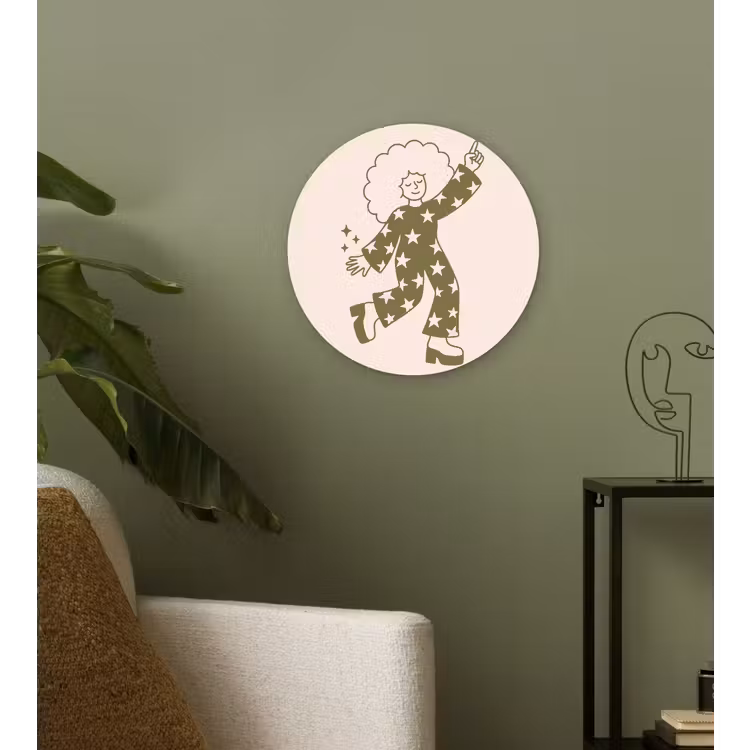Wandcirkel - Glas - Mensen - Dansend - Feest - Vintage - Groen — 3