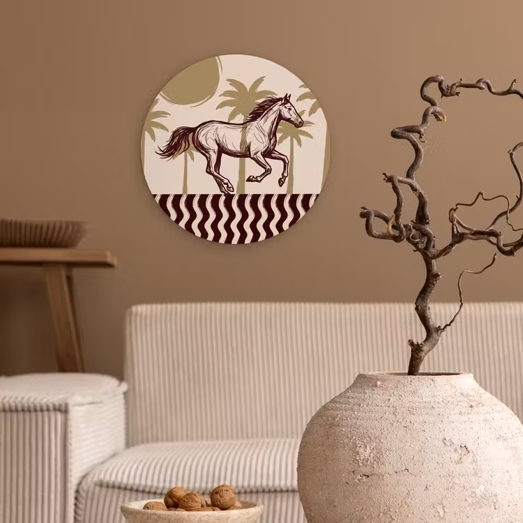 Wandcirkel - Glas - Paard - Galopperend - Woestijn - Illustratie — 2