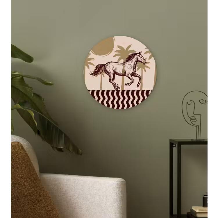 Wandcirkel - Glas - Paard - Galopperend - Woestijn - Illustratie — 3